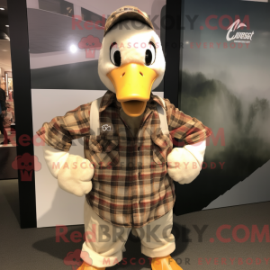 Beige Geese mascot costume...