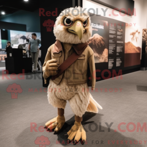 Béžová postava maskota Hawk...