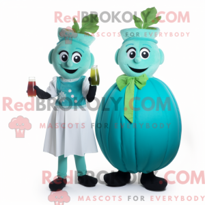 Cyan Turnip mascot costume...