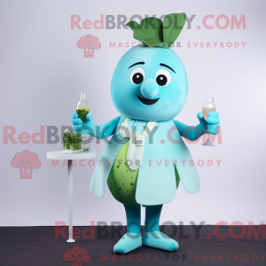 Cyan Turnip mascot costume...