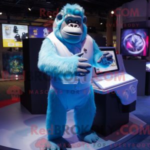 Sky Blue Gorilla mascot...