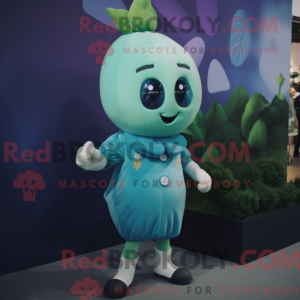 Cyan Turnip mascot costume...