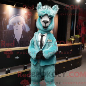 Cyan Lama Maskottchen...