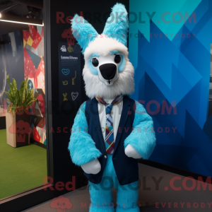 Cyan Lama Maskottchen...