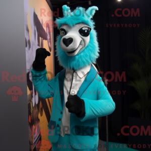 Cyan Llama mascot costume...