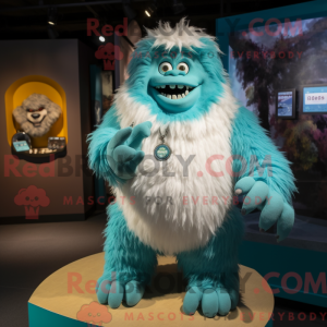 Turquoise Yeti mascot...