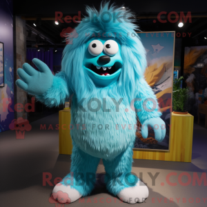 Turquoise Yeti mascot...