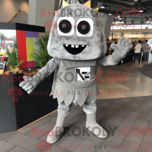 Grå Nachos maskotdraktfigur...