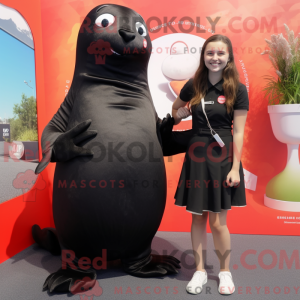 Black Seal mascot costume...