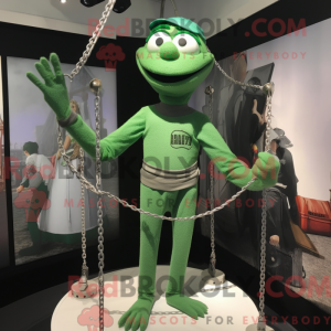 Green Trapeze Artist mascot...