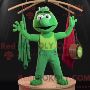 Green Trapeze Artist mascot...