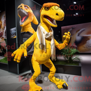 Gul Velociraptor maskot...