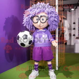 Lila Fußballtor Maskottchen...