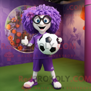 Lila Fußballtor Maskottchen...