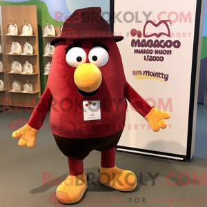 Maroon Mango mascot costume...