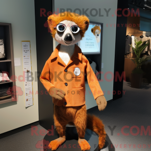 Orange Lemur maskot kostume...