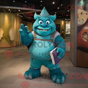 Teal Ogre mascottekostuum...