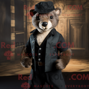 Sort Marten maskot kostume...
