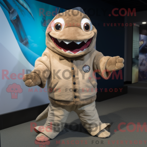 Beige Piranha mascot...