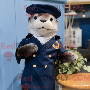Navy Otter-maskotdraktfigur...