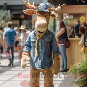 Gold Moose mascot costume...