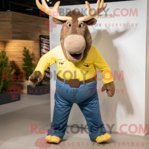 Gold Moose mascot costume...