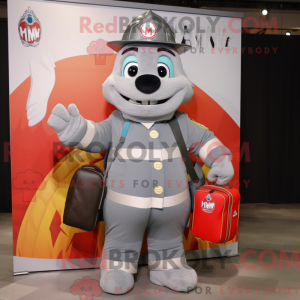 Gray Fire Fighter mascot...
