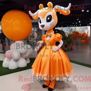 Orange Goat mascot costume...