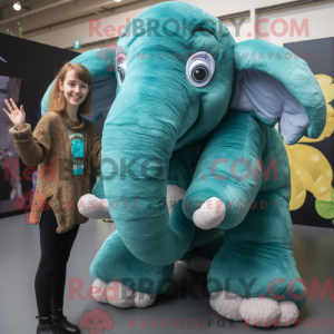 Teal Mammoth mascot costume...