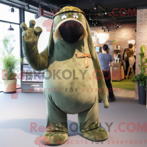 Olive Walrus Maskottchen...