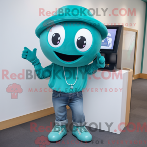 Teal Phone maskot kostume...