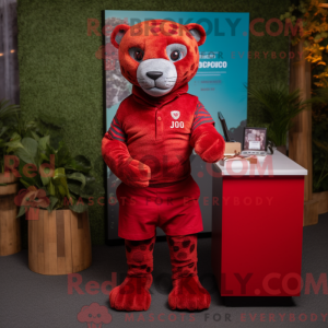 Red Jaguar mascot costume...