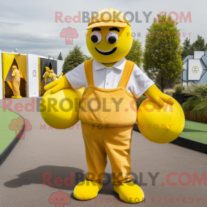 Yellow Petanque Ball mascot...