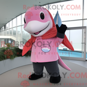 Roze orka-mascottekostuum...