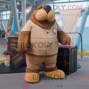 Brown Walrus mascot costume...