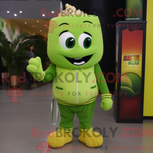 Lime Green Pop Corn mascot...