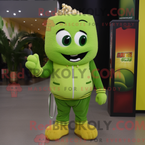 Lime Green Pop Corn maskot...