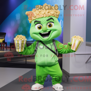 Lime Green Pop Corn mascot...