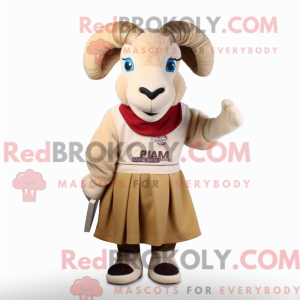 Beige Ram mascot costume...