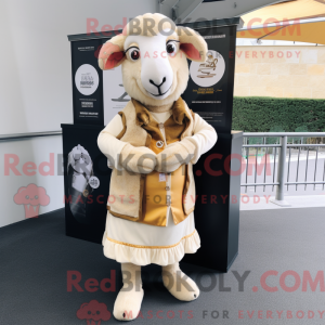 Beige Ram maskot kostume...