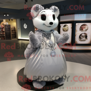 Gray Ermine mascot costume...