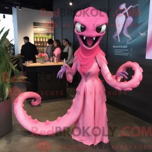 Pink Hydra maskot kostume...