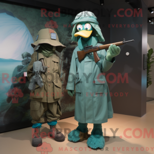 Teal Sniper mascottekostuum...