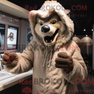 Beige Werewolf mascot...