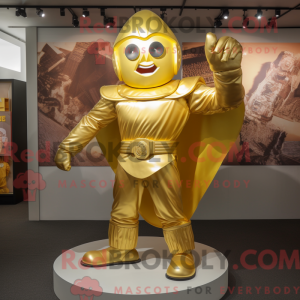 Gold Superhero mascot...