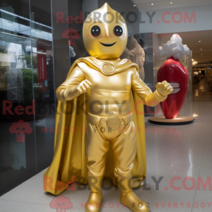 Gold Superhero mascot...