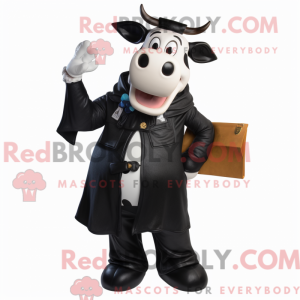 Sort Holstein Cow maskot...