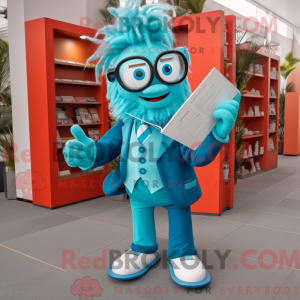 Cyan Acrobat maskot kostume...