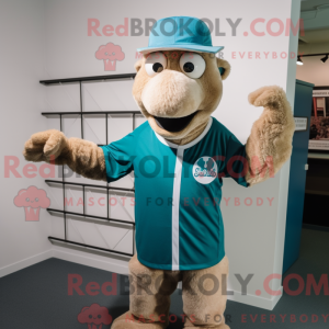 Teal Camel mascot costume...