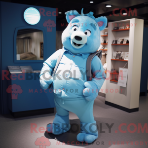 Sky Blue Sow mascot costume...